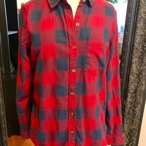 Red & Blue button down shirt- EUC